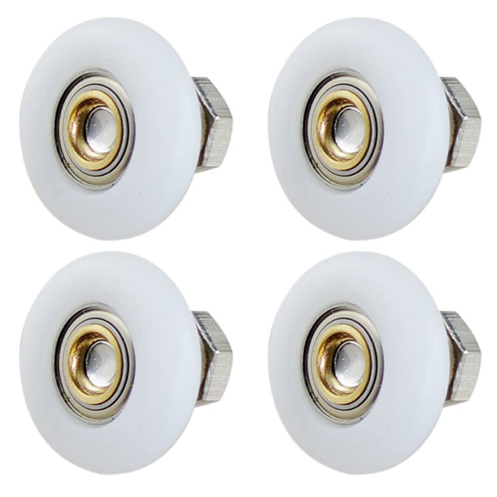4Pcs 27mm Shower Door Rollers Runners Wheels Replacement Part Bathroom Glass Door Runner Sliding Shower Door Roller Wheel with Screw