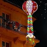 Buudala Weihnachtsmann Heißluftballon Lichterkette, 110cm 125 LED Weihnachtsbeleuchtung Fenster Innen Außen Weihnachten lichterkette mit Santa, 8 Modi Timer Weihnachtsdeko für Balkon Weihnachtsbaum