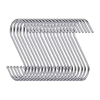 Swatowot 10 Pack Heavy Duty S Hooks S Shaped Hanging Hooks Large Hangers for Kitchen, Bathroom, Bedroom and Office (Silver)