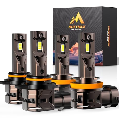 Image of Upgraded 9005+H11 Light Bulbs Combo, 32000 LM Super Bright 6500K 9005 /HB3 H11 /H8 /H9 /H16 Fog Bulbs with Cooling Fan, No Adapter Required, Pack of 4