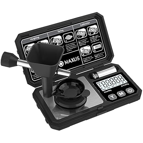 MAXUS Digital Milligram Scale 50g/0.001g with Calibration Weight, Reloading Scale with Powder Trickler Accessories Cover