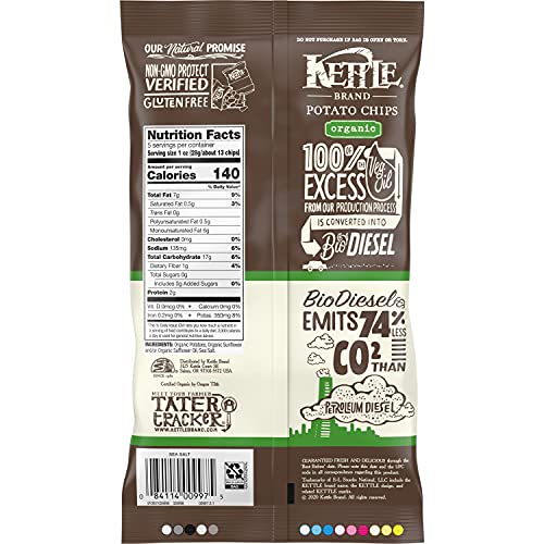 Image of Kettle Brand Potato Chips, Organic Sea Salt, 5 Ounce Bag