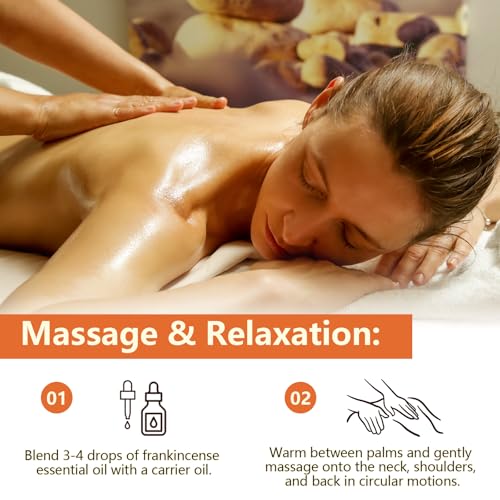 Frankincense Oil, 60ml Ätherisches Weihrauchöl für Gesicht und Körper, Reduziert feine Linien, Dehnungsstreifen, spendet Feuchtigkeit und beruhigt Haut, Duftöle für Aromatherapie, Hautpflege, Massage