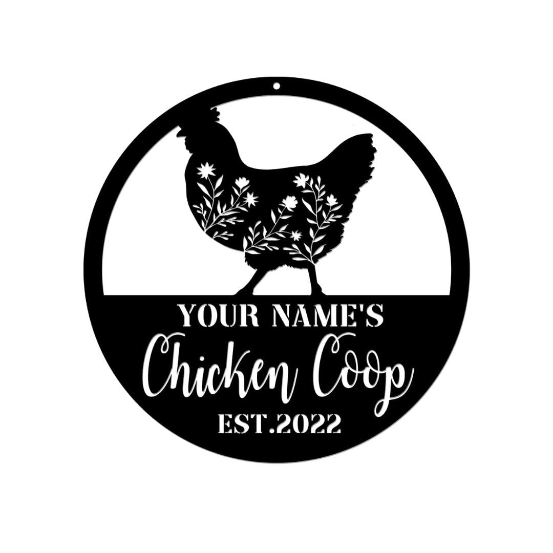 WODORO Custom Vintage Chicken Coop Metal Tin Sign with LED Neon Lights Decor, Personalized Hen House Fluffy Butt Hut, Funny Chicken Sign Outdoor,