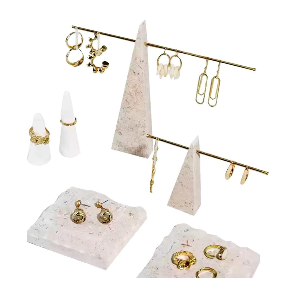 FAJNUZI2024 Jewellery Display Stand Marble Jewelry Display Stand Creative Holder for Earrings Necklaces Rings