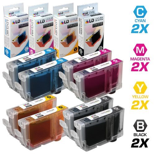 LD Compatible Ink Cartridge Replacement for Canon CLI8 (2 Black, 2 Cyan, 2 Magenta, 2 Yellow, 8-Pack)