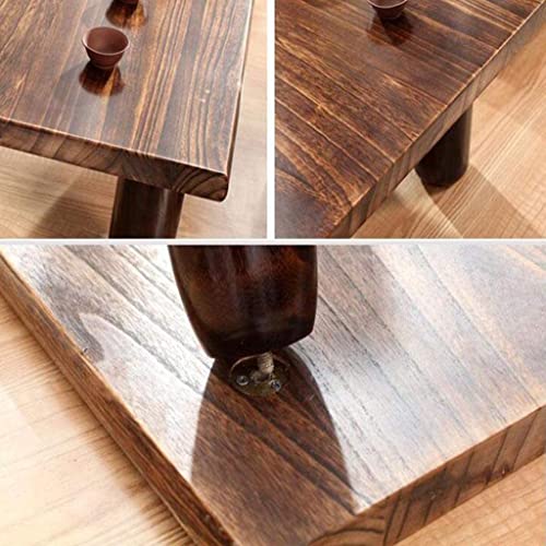 Table basse multifonction YangRy en bois massif brûlé style rétro noble - 3