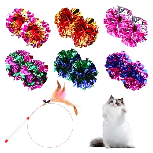 EHDWXVZM Lot de 12 balles en papier qui couinent - 1 bâton amusan...