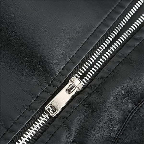 Adhdyuud Vrouwen Casual Faux Lederen Jas Biker Jas Turndown Kraag PU Motorfiets Jassen Zwart Bovenkleding