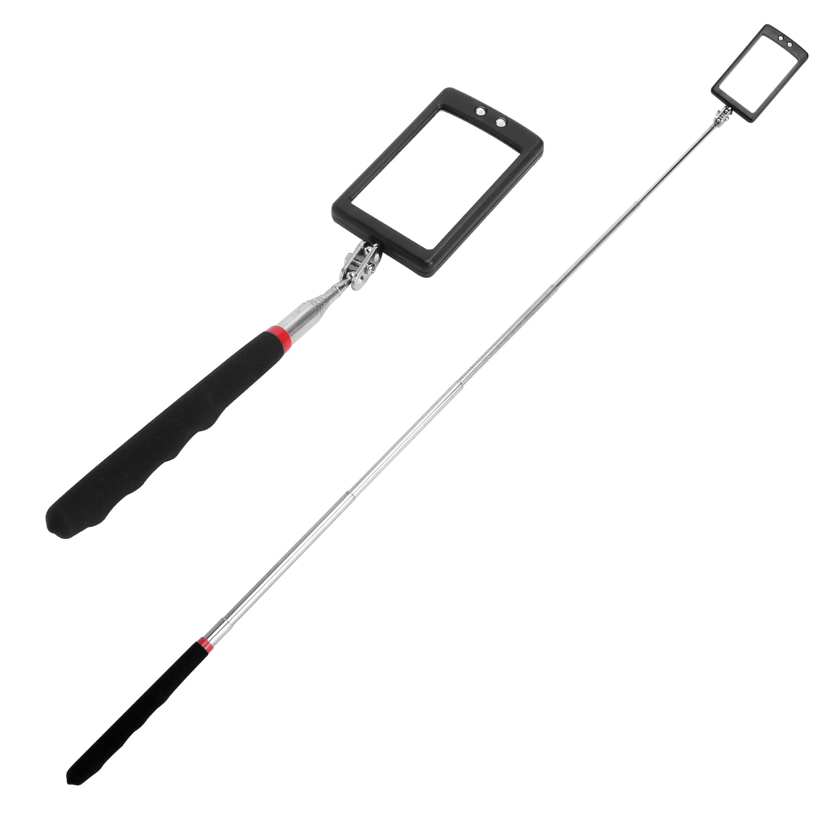 TNSLAND 2 PCS Espejo de Inspección Telescópico con LED, Espejo 360 Grados con Luz, Espejo Telescópico Extensible 80 cm con Iluminación para Inspección Bajo el Coche, Taller, Espacios Estrechos