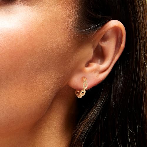 Valloey Rover Gold Hoop Earrings for Women 14k Gold Plated Simple Hoops Dainty Boho Cute Hypoallergenic Cubic Zirconia Chunky Huggie Gold Ear Jewelry for Women2