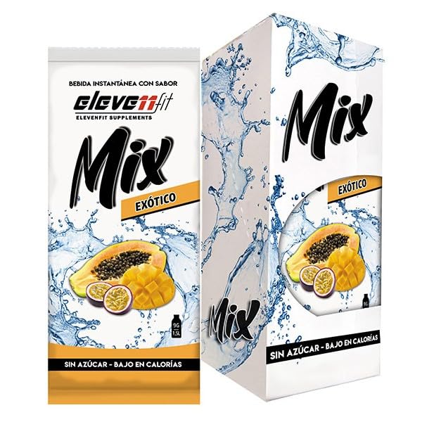 Eleven Fit Mix Instantáneo Sabor Exótico | Prepara 1.5L de Bebida Saludable, Sin Azúcar y Baja en Calorías | Ideal para Mezclar con Agua y Mejorar tu Dieta | Caja de 12 Sobres