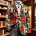 Men's Christmas Blazer Vintage Holiday Corduroy Suit Jacket Slim Fit Fashion Casual Sport Coat Trendy Winter Clothes