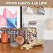 6 Pcs Mason Jar Lids, Regular Mouth Jar Lids Made Of Acacia Wood, Wooden Lids for Mason Jars With Airtight Silicone Seal, For Storing Items(Brown, Excluding Jars)