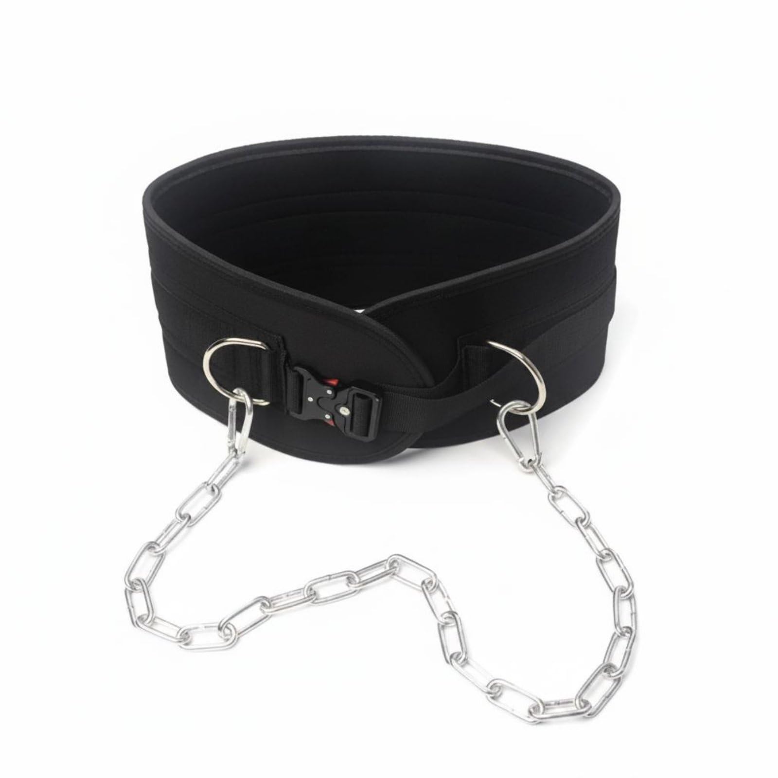 Gym Strength Training Weightlifting Belt Chain Adjustable Buckle Suspension Belt Heavy Duty Fitness Gear Reinforced Stitching for Weightlifters, Bodybuilders, Metal Buckle Black-image-27