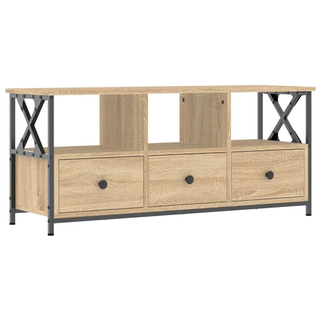 vidaXL TV Cabinet - Sonoma Oak Engineered Wood and Iron Construction, Spacious with Multiple Compartments, Media Cabinet for Living Room