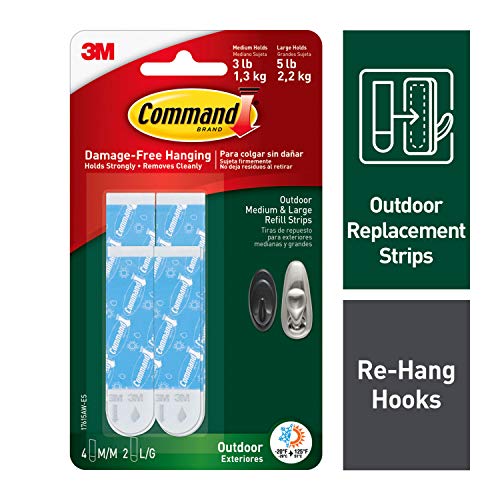 Command Outdoor Refill Strips, 4 medium, 2 large strips, Re-Hang Outdoor Hooks (17615AW-ES) - //coolthings.us