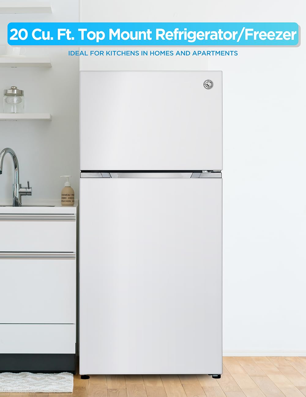 Commercial Cool 20 Cu. Ft. Top Mount Refrigerator with Freezer, 2-Door Refrigerator with Top Freezer and Adjustable Temperature Control, Ice Maker Ready, Energy Star Certified, White on Fridge.com