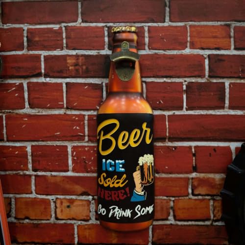 Image of Metal Bottle and Can Opener Beer Ice Sold Here Beer Bottle Opener Wall Mount