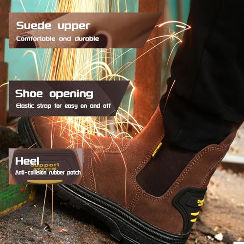 Steel Toe Work Boots for Men Slip Resistant Welding Work Boots Slip-on Safety Shoes for Industrial Construction2