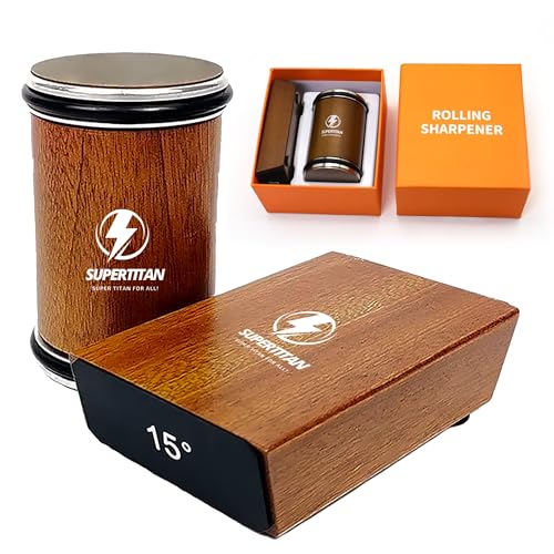 Supertitan’s | Rolling Knife Sharpener Kit | Premium Diamond & Ceramic Discs for Steel of any Hardness | 15° & 20° Adjustable Magnetic Inclination Makes Knife Sharpening Effortless