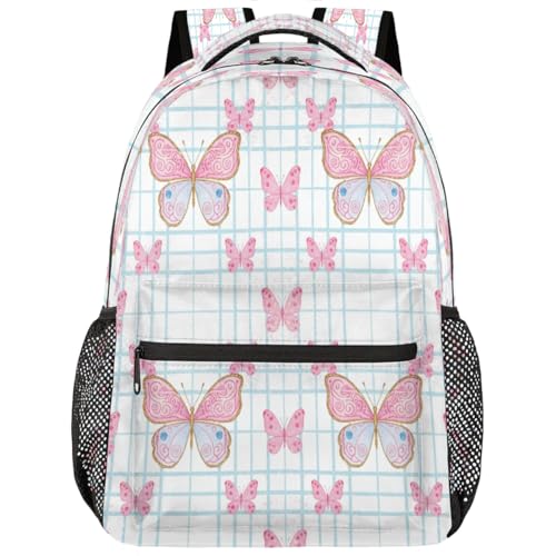 Mochila escolar de viaje con diseño de mariposas para ordenador portátil de 15.6 pulgadas