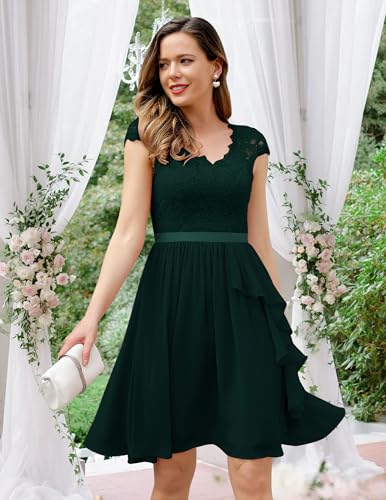 Image of Wedtrend Women's Bridesmaid Dresses Short Prom Dress Ruffle Semi Formal Cocktail Dresses Floral Homecoming Dress
