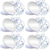 Quzzil 12 Pcs Floral Small Compact Mirrors Bulk for Women Mini Pocket Mirrors Purse Travel Makeup Portable Folding Glass Gift for Wedding Guest Bridal Shower Birthday Party Favor (Blue)