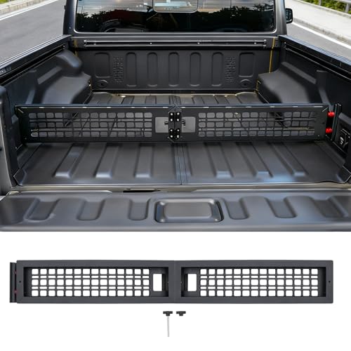 Tecbaba Truck Bed Divider Compatible with 2020-2026 Jeep Gladiator JT Non-Slip Cargo Organizer Management Aluminium Alloy Foldable Keep Organized for Cargo Area All Weather 2025 Gladiator Accessories