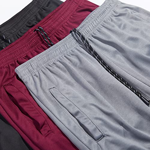 3 Pack Mens Joggers Tech Mesh Active Sports Athletic Training Soccer Track Gym Running Slim Fit Tiro Tapered Casual Jogger Terry Quick Dry Dri Fit Sweatpants Pockets Elastic Hiking Bottom- Set 2, M #TOP3