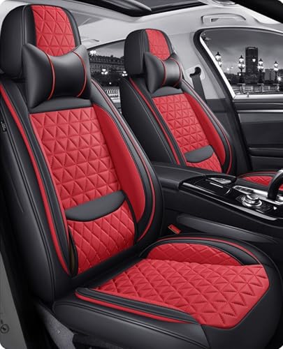 レクサス 新型 LBX 10系に適用車シートカバー座布団 防水 全天候型汚れ防止 取付簡単 滑り止め 収納便利クッションプロテクター前後席背もたれ耐摩耗性通気ナッパレザー素材(赤,枕付き)