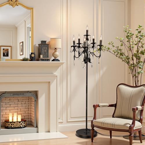Homnebila 65 Crystal Chandelier Floor Lamp E12 Base