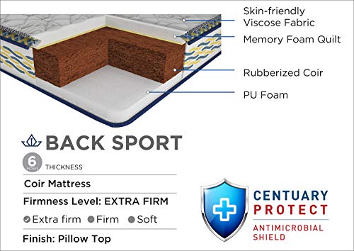Image of Centuary Mattresses Back Sport Orthopaedic Coir Foam Mattress (King, 78x72x6)
