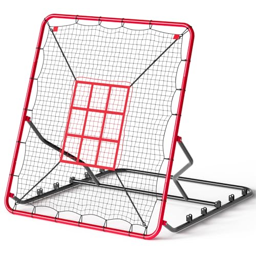 4X4.5 Ft Baseball Softball Bounce Back Rebounder Net, 5 Angle Adjustable Pitching Trainer, Pro-Grade UV Resistant Return Net for Solo Hitting, Fielding Practice, Easy Set Up, Ultra Stable