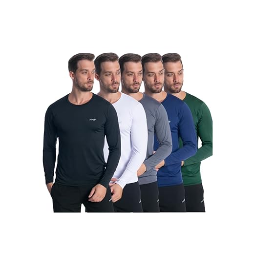 Kit 5 Camiseta Camisa Térmica Masculina Proteção Solar Uv 50+ Manga Longa Dry Fit