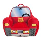 Creaciones Llopis Sillón Infantil para Niños y Niñas – Sillón Infantil Cómodo y Seguro, con Diseños de Vehículos (Bomberos Rojo)