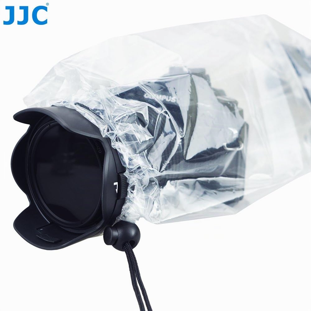 (2 Pack) JJC Housses de Pluie Jetables, Caméra Couverture Housse de Protection pour Appareil Photo Reflex Numérique sans Miroir Transparent