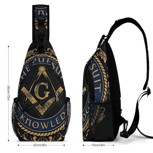 Masonic Symbols Freemasonry Sling Bags Men And Women Shoulder Backpack Chest Bag Cross Body Chest Sling Backpack., 15x8x4in2