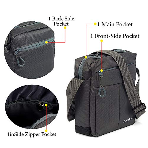 DAHSHA-Nylon-Stylish-Small-Padded-Sling-Cross-Body-Travel-Messenger-Bag-with-Multi-Pocket-Zip-Closure-and-Adjustable-Straps-For-Men-Women-Grey-20-X-9-x-26-Cm