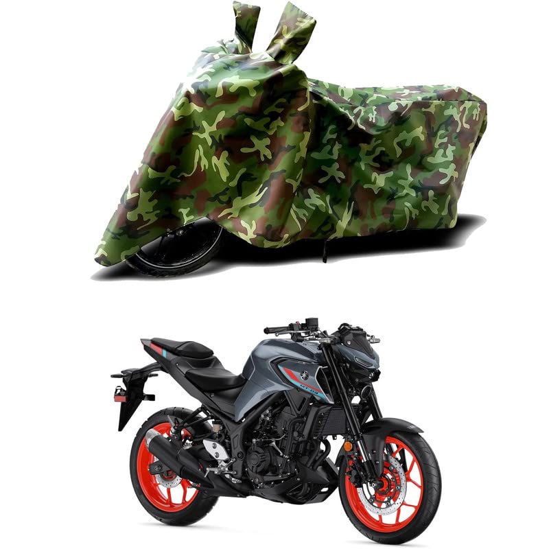 Image of 100% Water Resistant Bike Scooty Two Wheeler Body Cover Compatible for Yamaha 2022 MT-03 ABS /UV-Rays /Heat Protection /Birds Dropping /Scratchproof /Dust Proof /Waterproof /All Varient[Green MJ]