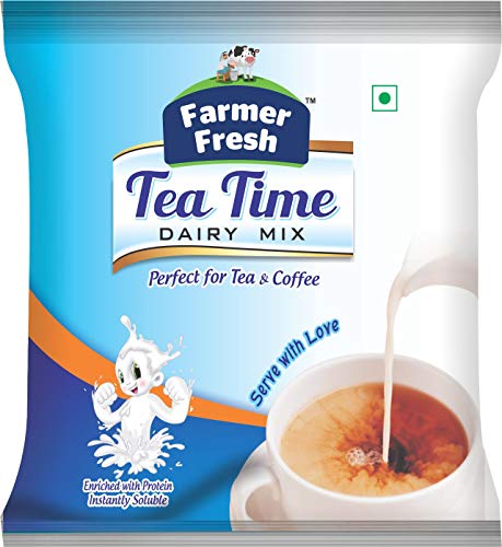 Image of Farmer Fresh Tea Time Dairy Mix - Perfect for Tea & Coffee | 12g Pack with 40 Sachets - Low-Fat Milk Powder for Your Favorite Beverages