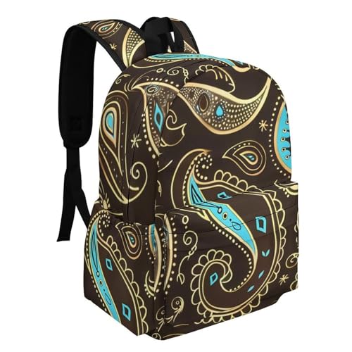 Brown Paisley Pattern Funny Backpack Daily Casual Daypack Travel Mini Bag with Adjustable Strap Style-172