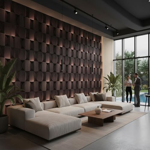 Image of Kayra Decor 3D PVC Wall Panels - Abstract Design, Red Coper Rust Color 19.7 inch x 19.7 inch (Pack of 18) - Covers 48.42 Sq. Ft.
