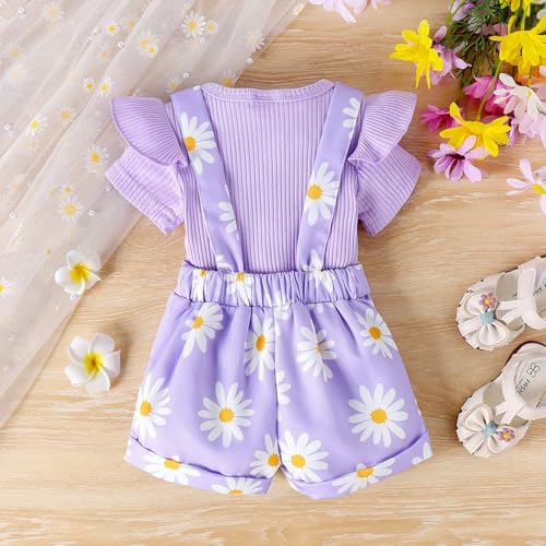 Baby Girls Clothes Set 2 Piece Summer Casual Cute Short Sleeve Rompers and Overalls Shorts 0-3 Years Toddler Outfits4