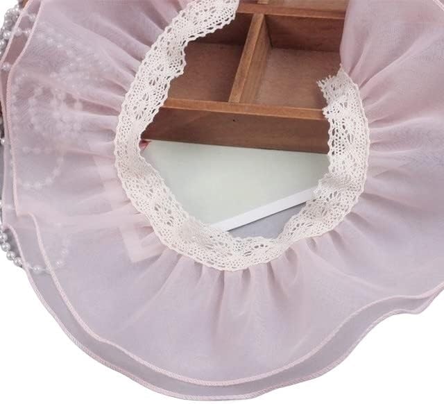 Lace Trim，Pleated Chiffon Lace Edge Trim ，Nice Ruffle Applique Double Layer Organza Tulle Lace Handmade DIY Kids Sleeve Fluffy Cake Skirt Storage Basket Border Decoration(Pink)