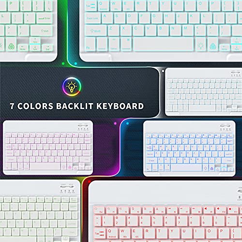 Image of Backlit Bluetooth Keyboard Small Portable Wireless Keyboard Rechargeable Illuminated for Android Samsung Tablet Cell Phone Smartphone iPad A16 11th 10th Generation iPad Pro Air Mini iPhone Ivory White