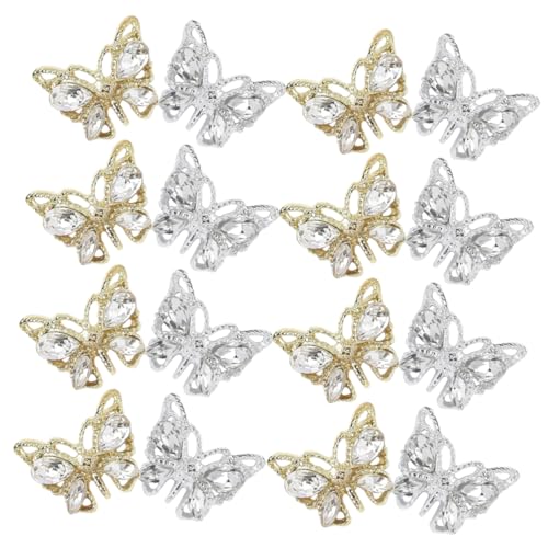 PLAFOPE 20pcs Butterfly Nail Charms Mini Charms for Women Dazzling Rhinestone Manicure Decorations