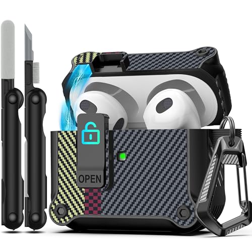 Image of RFUNGUANGO AirPods 3 Case with Lock Magnetic Lid, CF Gray