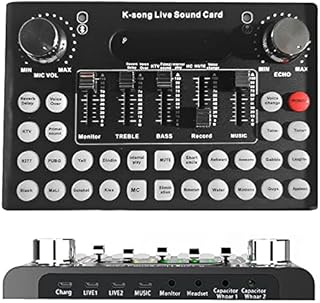 SOONHUA Audio Mixer,Bluetooth Mini Sound Dj Mixer Board,Universal Voice Changer External Live Sound Card with 18 Sound Effects for Karaoke Singing for Phone Laptop Computer,Gaming Live Streaming