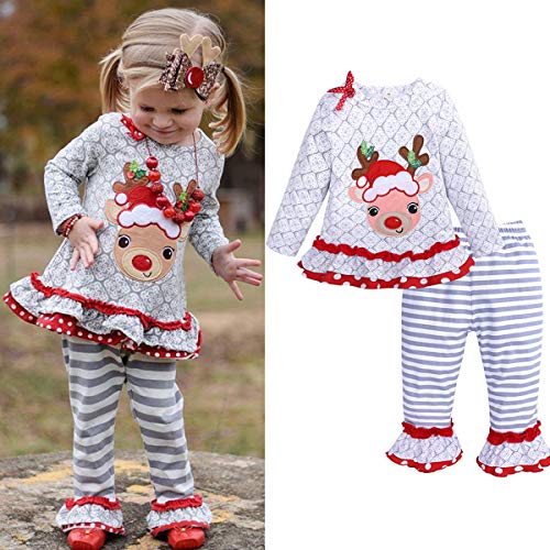 Borlai 1-5 Jaar Mode Kerst Outfits voor Baby Meisjes, Casual T-shirt en Broeken Set - Afbeelding 3